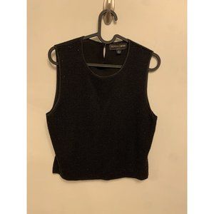 Vintage Beaded tank top sweater womens size L Kasper & company black